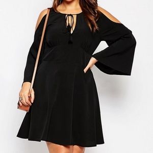 ASOS Curve Black Cold Shoulder Babydoll Dress